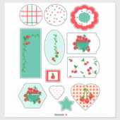 Kersensems en -plukken, alsmede Stippen gesneden v Sticker (Vel)