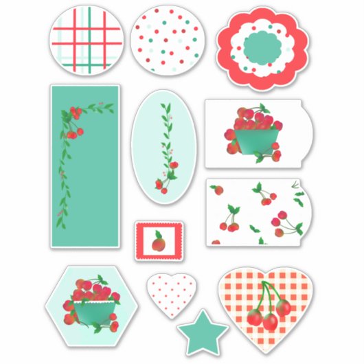 Kersensems en -plukken, alsmede Stippen gesneden v Sticker (Voorkant)