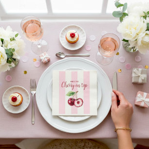 Kersensnoep Fun Baby Shower Servetten Roze Strepen
