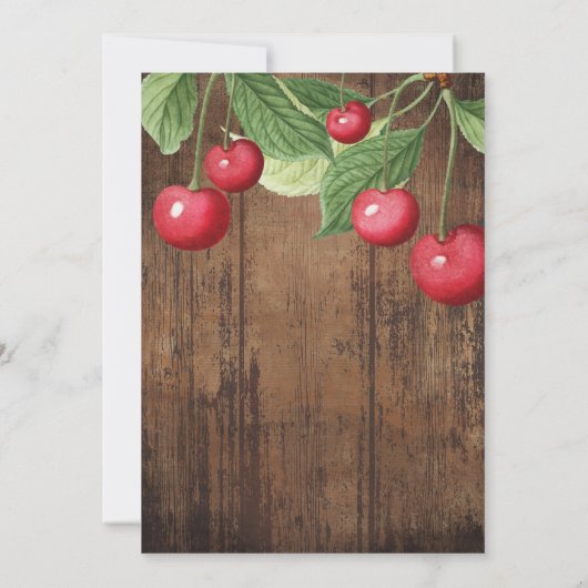 Kersenthema verjaardagsfeestje kaart (Achterkant)