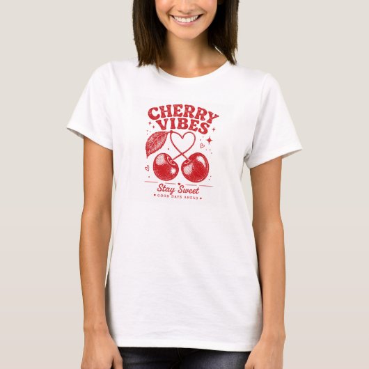 Kersentrillingen Retro Grafische T-shirt (Voorkant)