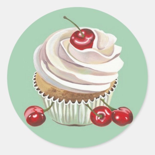 Kersenvanille cupcake stickers (Voorkant)