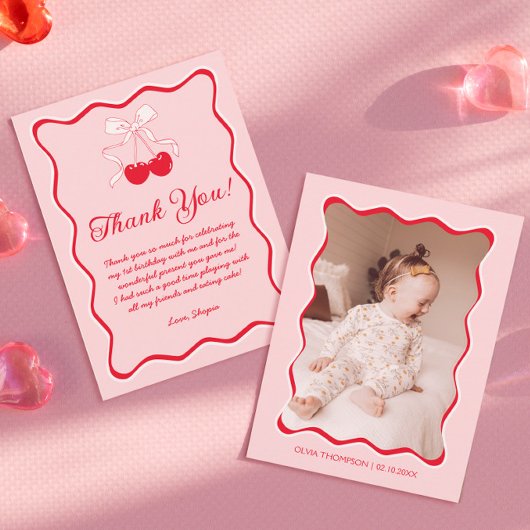 Kersenverjaardagsfeestje Bedankkaart