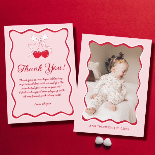 Kersenverjaardagsfeestje Bedankkaart