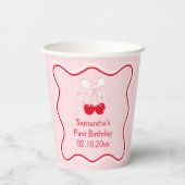 Kersenverjaardagsfeestje Papieren Bekers (Achterkant)