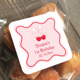 Kersenverjaardagsfeestje Vierkante Sticker