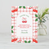 Kersenvrucht Eerste Verjaardagsfeestje Bedankkaart (Staand voorkant)