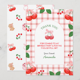 Kersenvrucht Eerste Verjaardagsfeestje Bedankkaart