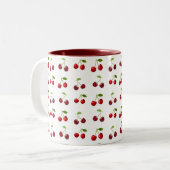 Kersenvruchten op wit tweekleurige koffiemok (Voorkant links)
