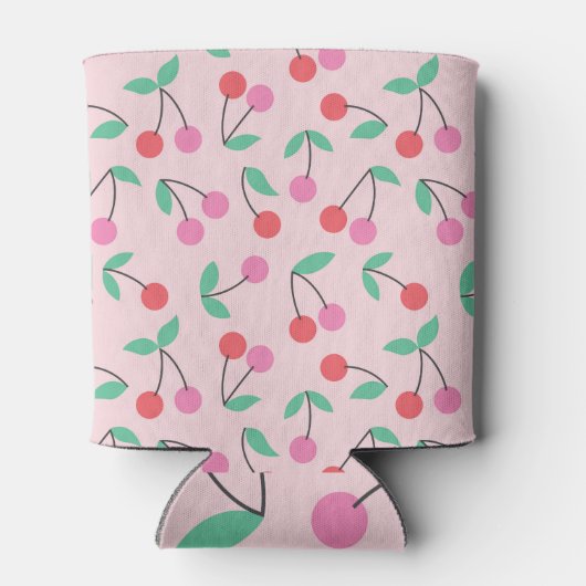 Kersenvruchten: schattig naadloos ontwerp. blikjeskoeler (Achterkant)
