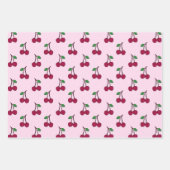 Kersenvruchtpatroon in roze en rood inpakpapier vel (Voorkant 2)