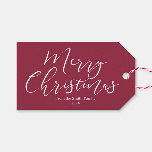 Kersenwijn Kerstmis | GEPERSONALISEERD Cadeaulabel (Voorkant (Horizontaal))