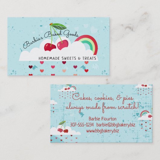 Kersenwolken bakkerij-visitekaartje voor kersen visitekaartje (Voorkant / Achterkant)