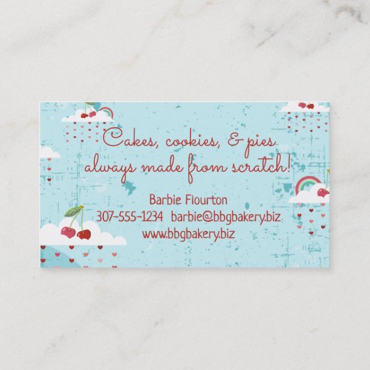 Kersenwolken bakkerij-visitekaartje voor kersen visitekaartje (Achterkant)