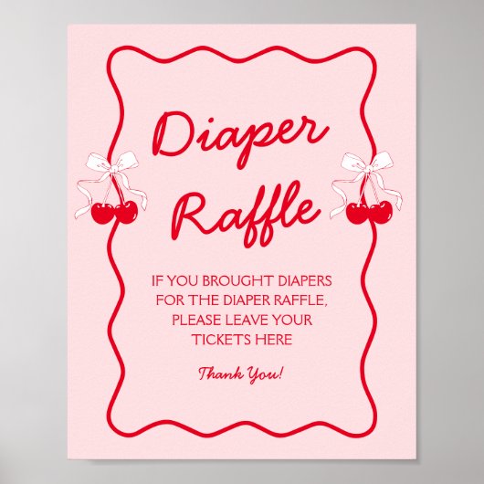 Kersje Baby Shower Luier Raffle Poster (Voorkant)