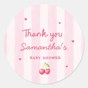 Kersje Baby Shower Ronde Sticker Zij is de Kers