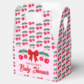 Kersje Baby Shower Rood Gingham Lint Bedankdoosjes (Geopend)