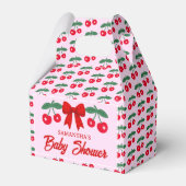 Kersje Baby Shower Rood Gingham Lint Bedankdoosjes (Voorkant Zijde)