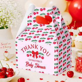 Kersje Baby Shower Rood Gingham Lint Bedankt Bedankdoosjes