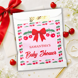 Kersje Baby Shower Rood Gingham Lint Bedankzakje