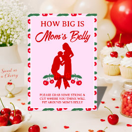 Kersje Baby Shower Rood Gingham Lint Spelkaart Kaart