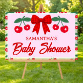 Kersje Baby Shower Rood Gingham Strik Acryl Bord