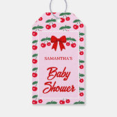 Kersje Baby Shower Rood Gingham Strik Cadeaulabel (Achterkant)