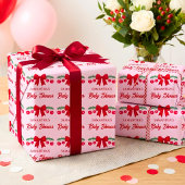Kersje Baby Shower Rood Gingham Strik  Cadeaupapier