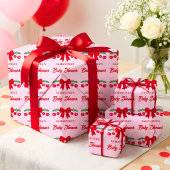 Kersje Baby Shower Rood Gingham Strik  Cadeaupapier