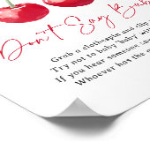 Kersje Baby Shower Zeg Niet Baby Bord Poster (Hoek)