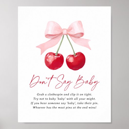 Kersje Baby Shower Zeg Niet Baby Bord Poster (Voorkant)