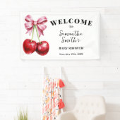 Kersje op de top Welkom Baby Shower Vlag Spandoek (Insitu)