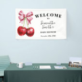 Kersje op de top Welkom Baby Shower Vlag Spandoek (Beurs)
