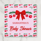 Kersjes Baby Shower Rood Gingham Strik Bedankjes Labels (Achterkant)