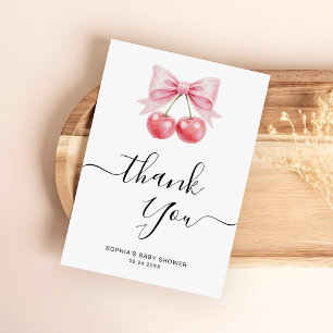 Kersjes Baby Shower Zwar Schrift calligrafie Bedankkaart