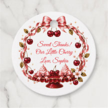 Kerslinten Baby Shower Roze Satijnen Strik Kersen