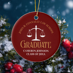 Kersmis voor afgestudeerden aan Maroon Gold Law Sc Keramisch Ornament