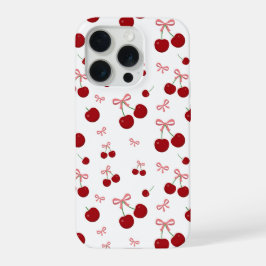 Kersrode lint naadloos patroon Cute Fruit Desi iPhone 15 Pro Case