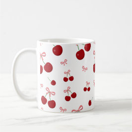 Kersrode lint naadloos patroon Cute Fruit Desi Koffiemok