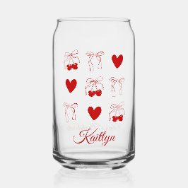Kersrode Strik Coquette Bruidsfeest Favor Blikvorm Glas