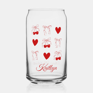 Kersrode Strik Coquette Bruidsfeest Favor Blikvorm Glas