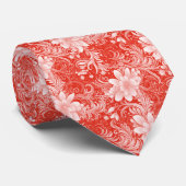 Kersrood Florale Batik Stropdas (Opgerold)