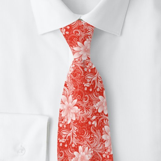 Kersrood Florale Batik Stropdas