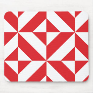 Kersrood geometrisch deco kubuspatroon muismat