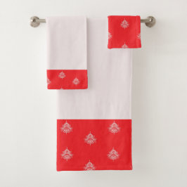 Kersrood Met Mandala's Bad Handdoek