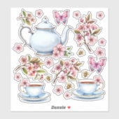 Kersroze bloem bloemveld met thee sticker (Vel)
