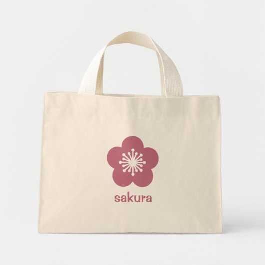 Kersroze Sakura-bloesem Silhouet Mini Tote Bag (Voorkant)