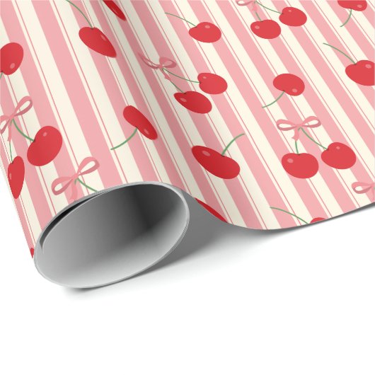 Kerssenlint Streep Cadeaupapier (Rol Hoek)