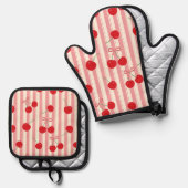 Kerssenlint Streep Ovenwant & Pannenlap Set (Voorkant / Achterkant)