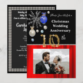 Kerst 10e bruiloft Jubileum Zwart & Goud Kaart (Voorkant / Achterkant)